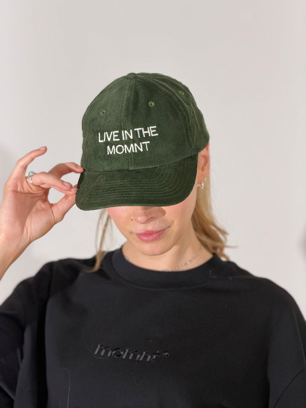 Olive Corduroy Cap | LIVE IN THE MOMNT
