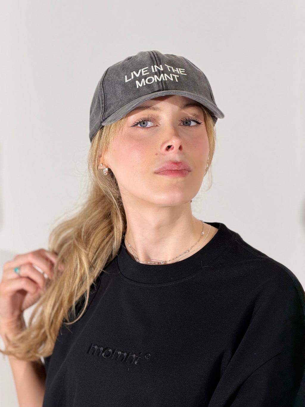 Vintage Black Baseball Cap | LIVE IN THE MOMNT